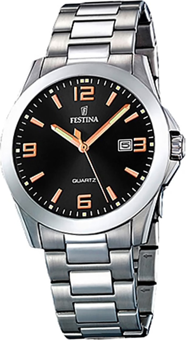 Festina pánske hodinky z nehrdzavejúcej ocele F16376/6 náramkové hodinky Silver Classic D2UF16376/6