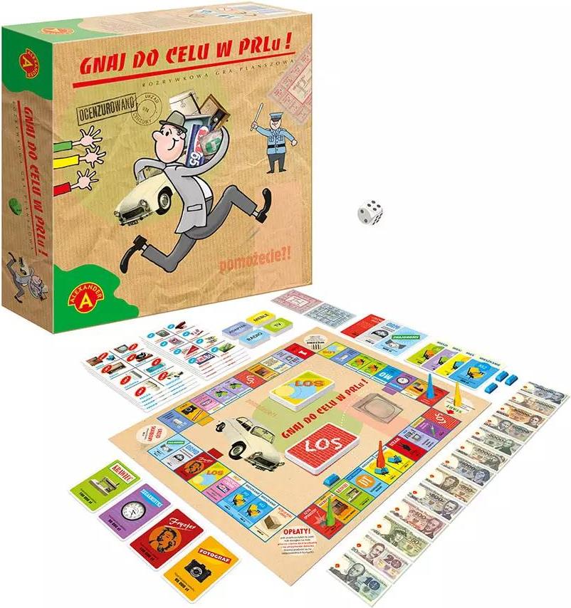 Brettspiel „Gnaj do celu w PRL-u” (Erreiche dein Ziel in der Volksrepublik Polen) für 2–4 Spieler Alexander