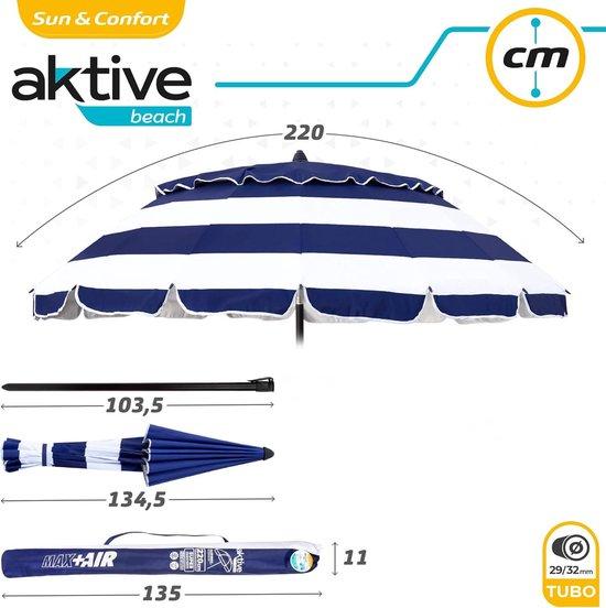 OEM Windsicherer Strand-Schirm Ø 220 cm, UV50, verstellbar, klappbar, mit Tasche 2026