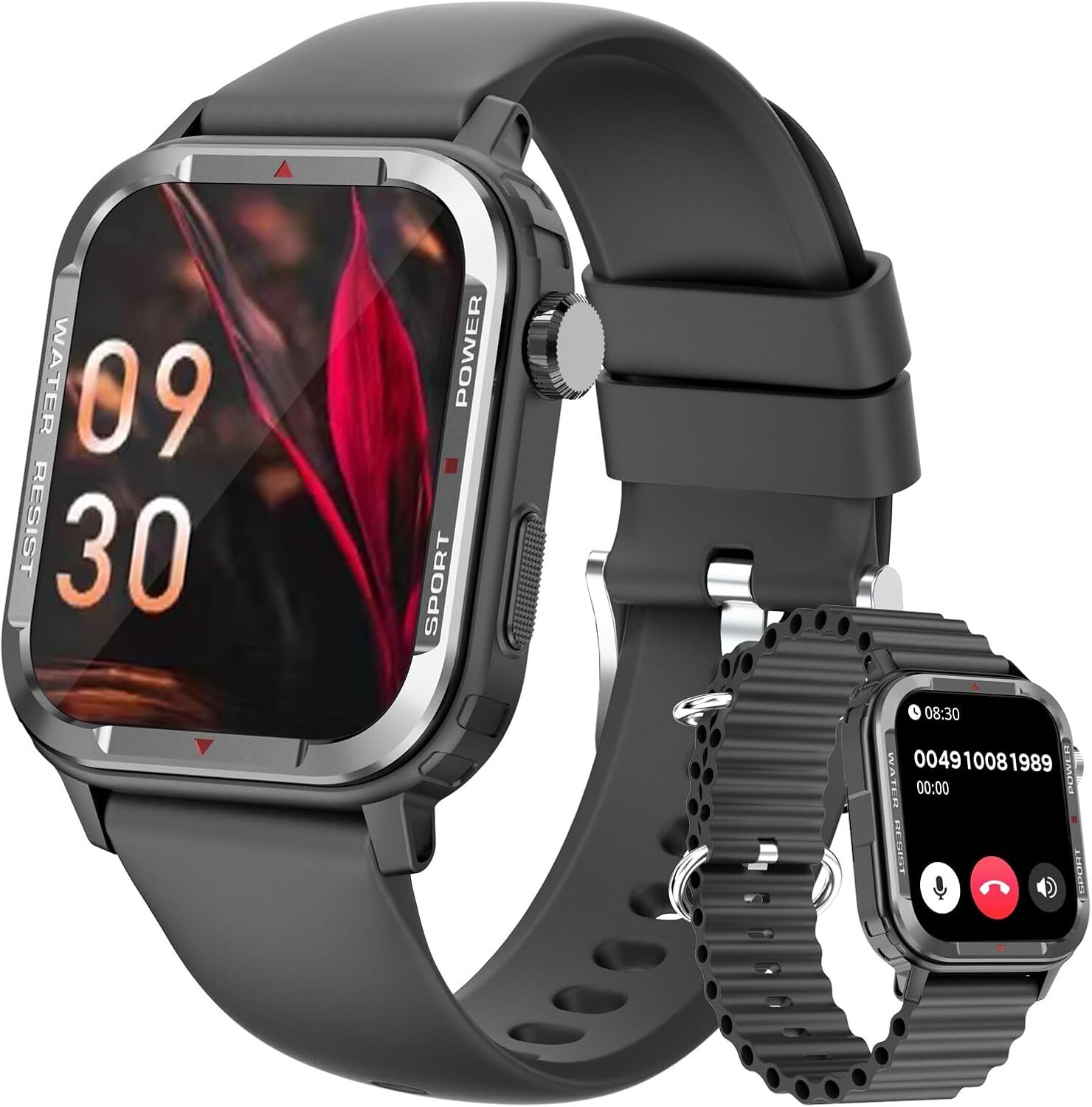 Smartwatch dámy muži s funkciou telefónu, zdravotné hodinky krokomer hodinky IP68 vodotesný fitness tracker s monitorom srdcového tepu SpO2 monitor spánku