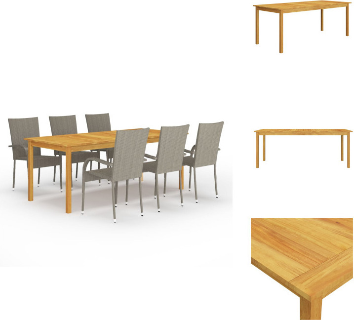 vidaXL 7-dielny záhradný jedálenský set sivý - Záhradné nábytkové zostavy