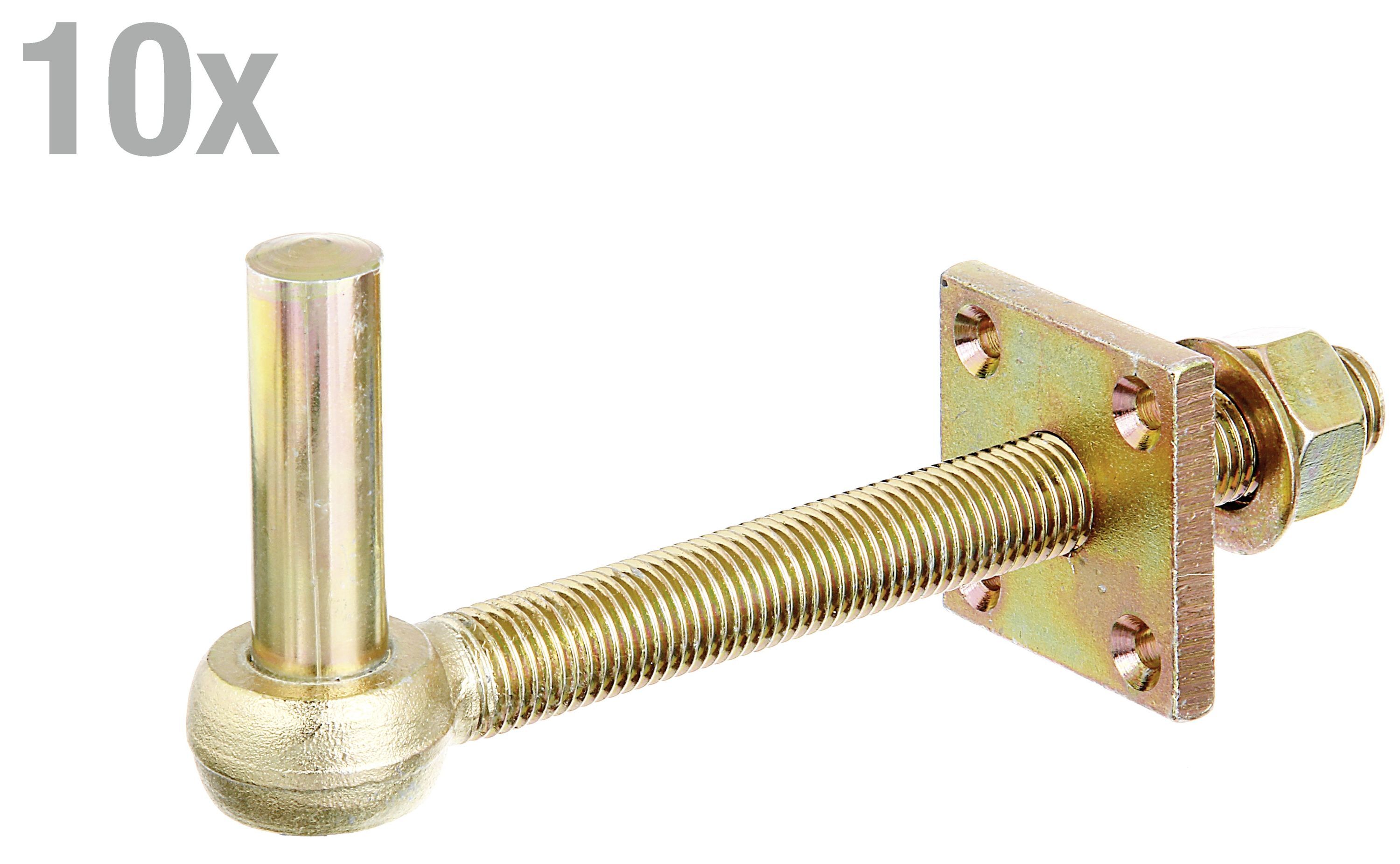 Alberts 10 x Kloben zum Durchschrauben, 180 mm, ohne Stütze, gelb verzinkt 867478