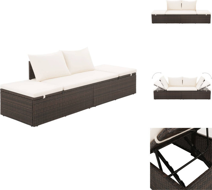 vidaXL Gartenbett Braun 195×60 cm Poly Rattan - Gartenbetten