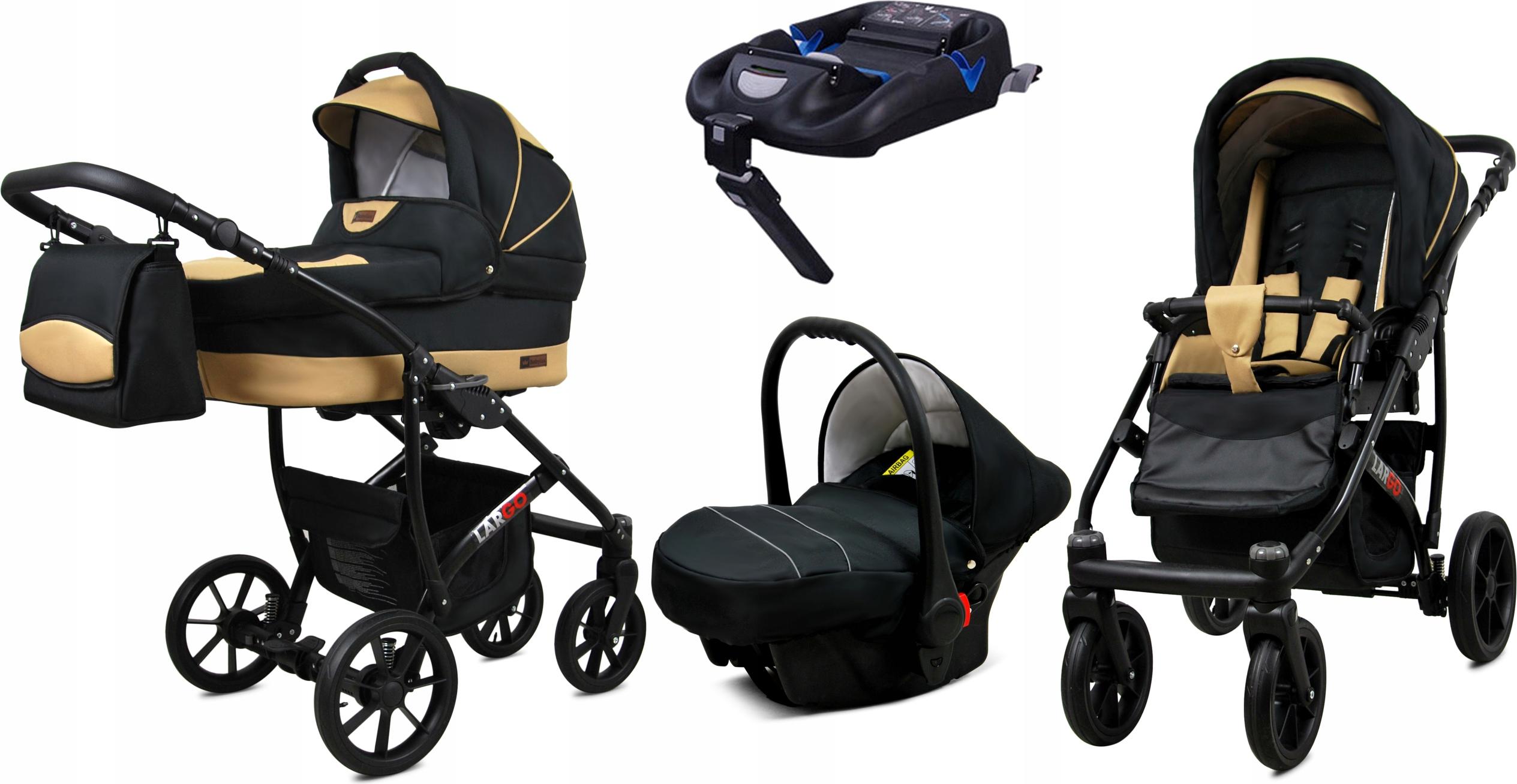 BabyLux Largo | 4in1 Kinderwagen Set | Black Coffe | Kombikinderwagen | Kinderwagenset
