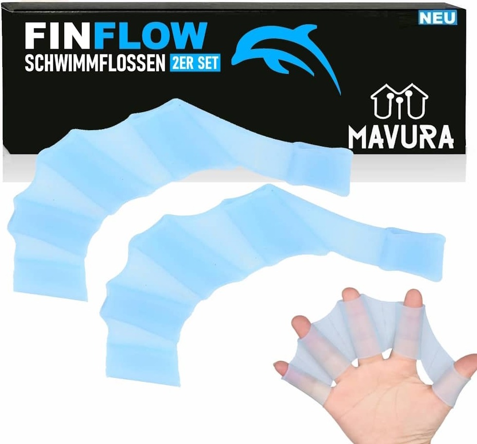 MAVURA FINFLOW Schwimmhandschuhe Schwimmhäute Schwimmflossen Handschuhe Silikon Paddel [2er Set] B1097
