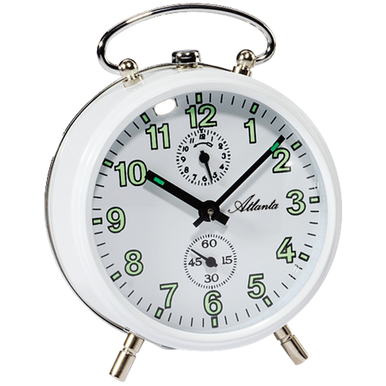 Atlanta 1063/0 Mechanischer Wecker aus Metall weiß mechanisch rund