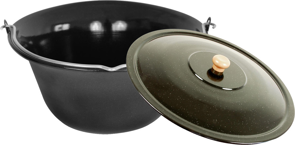 Grillplanet® Gulaschkessel Set 22 Liter ungarischer Gulaschkessel (blau-schwarz) mit Deckel 9167