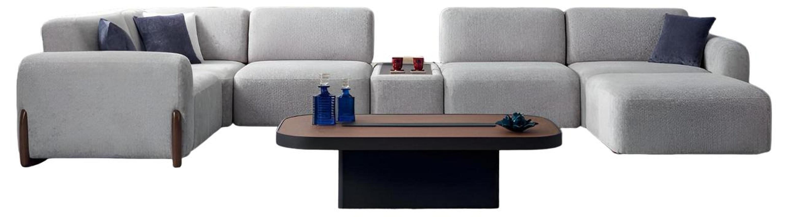 Sofagarnitur Ecksofa L-Form Couchtisch Pouffe Sofa Sofas Set Modern Stil