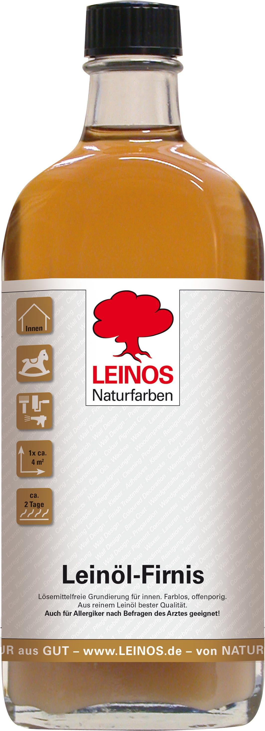 LEINOS Leinöl-Firnis 0,25 l – Leinölfirnis farblos innen & außen, Hirnholz Leinos-230.01.002