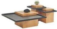 Wohnzimmer 3x Couchtisch Braun-Schwarze Couchtischgarnitur JVmoebel