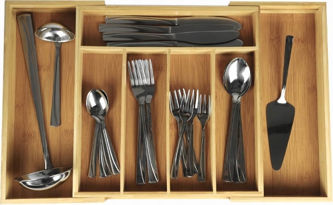 TOPFANN Besteckkasten Besteckeinsatz Besteckfach Besteck Schrankeinsatz ausziehbar