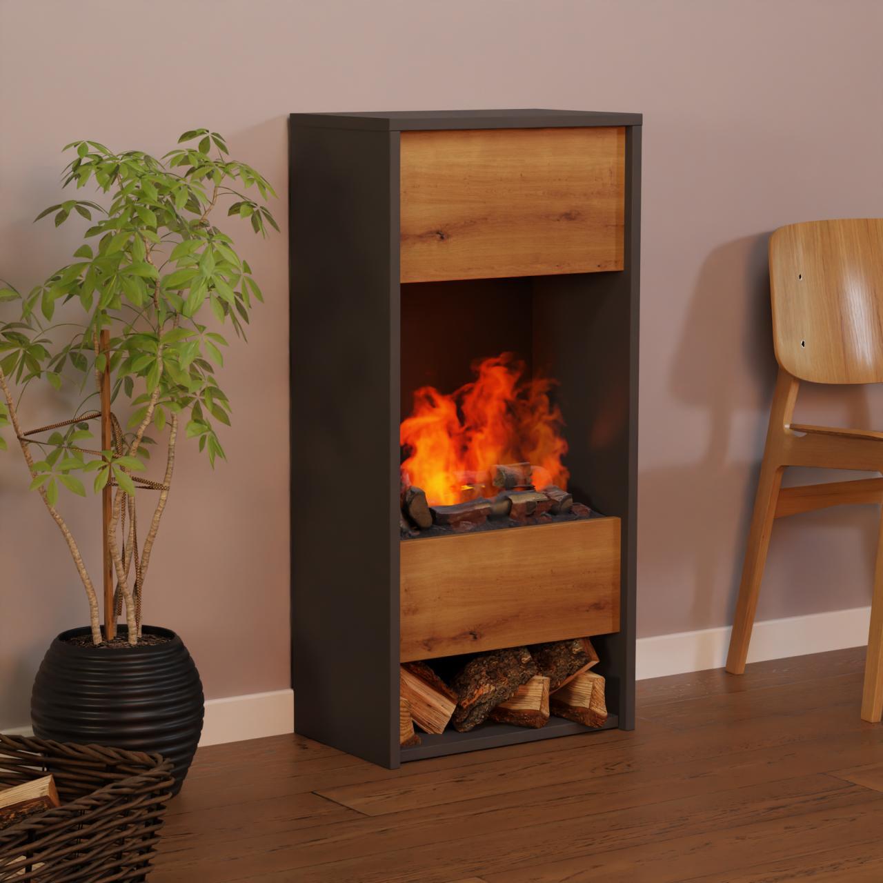 GLOW FIRE Elektrokamin 'OGF 3'| Wasserdampf Kamin mit OMC 400 ohne Holz in weiß | HxBxT: 100x47,7x29,1 cm