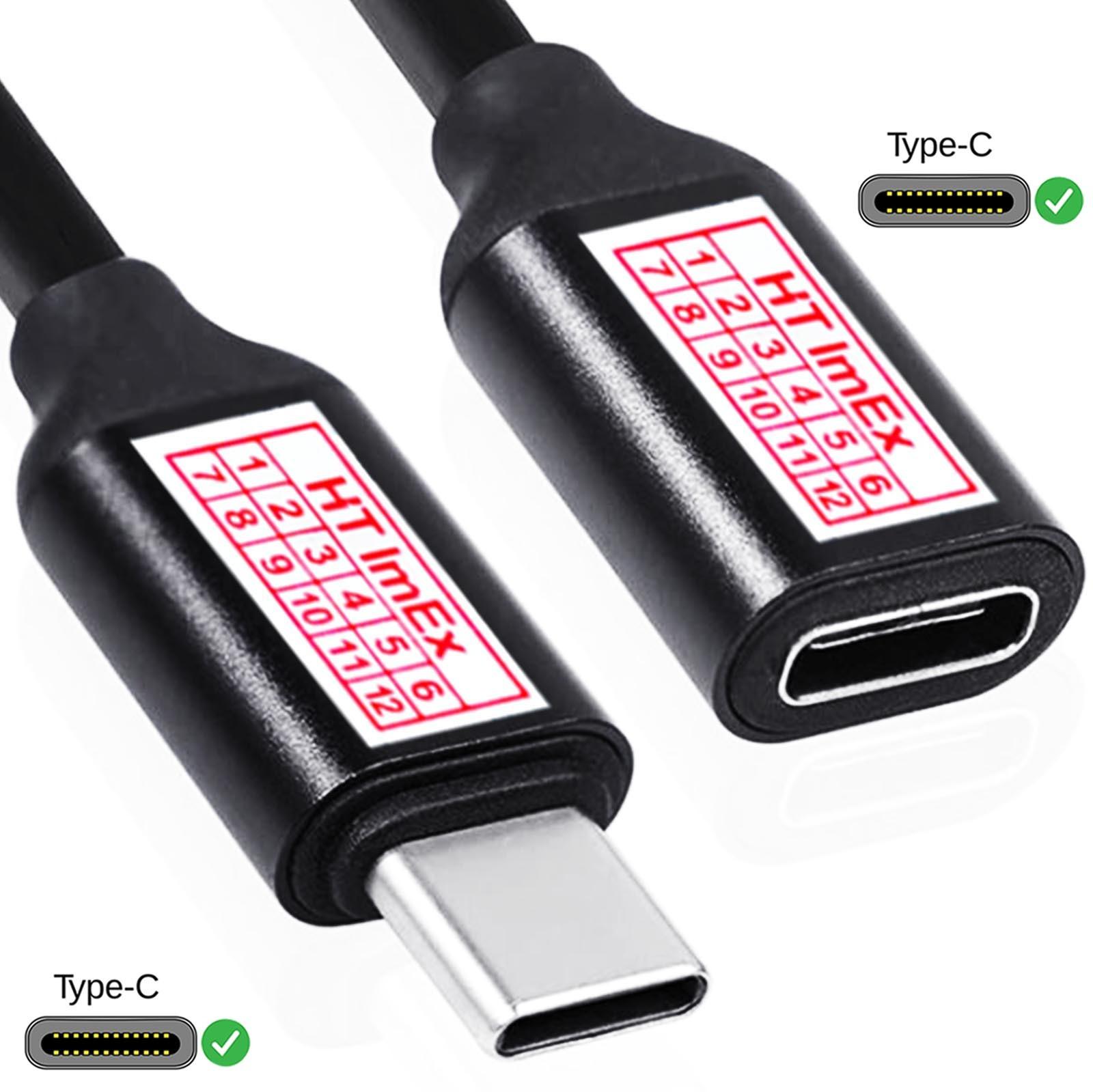HT ImEx USB C Verlängerungskabel zum Laden und zur Datenübertragung 10G 4K UHD 3A 60W