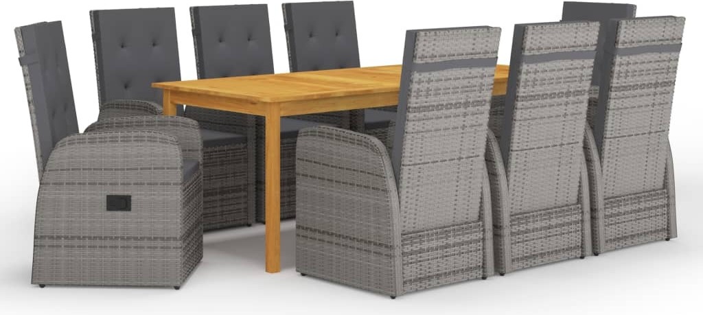 The Living Store 9 ks. Záhradný jedálenský set sivý