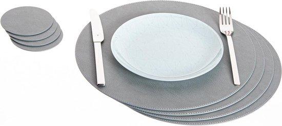 OEM Set aus 4 recycelten Leder runden Tischunterlagen und -fußplatten - Schmutzgrau - 33 cm Tischunterlagen, 10 cm Fußplatten 2026