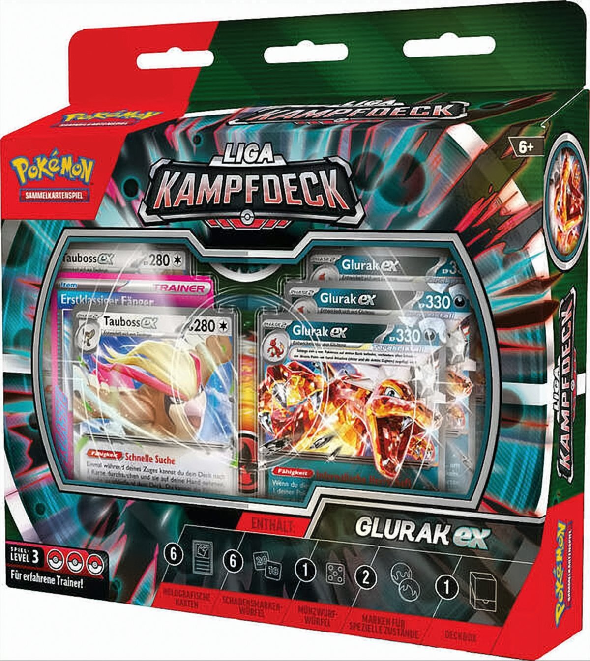 Nintendo Pokémon-Sammelkartenspiel: Liga-Kampfdeck Glurak-ex (1 sofort spielbares Deck mit 60 Karten, darunter Glurak-ex & Tauboss-ex) 45911