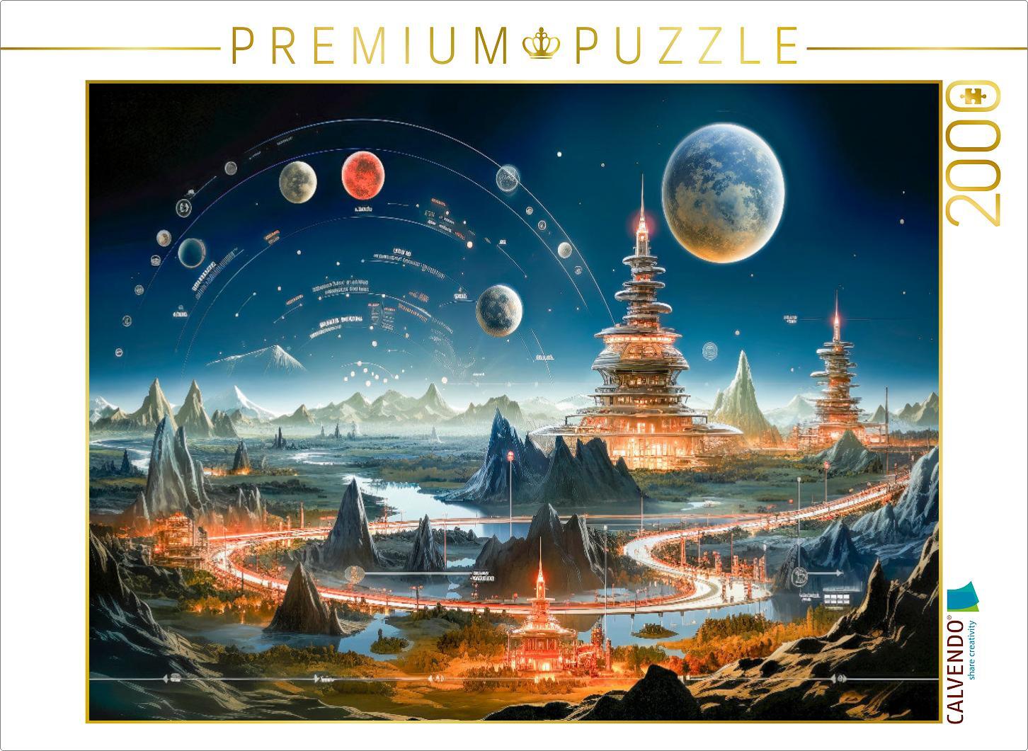 CALVENDO Puzzle Benachbarte Welten umkreisen sich | 2000 Teile Lege-Größe 90x67cm Foto-Puzzle für glückliche Stunden