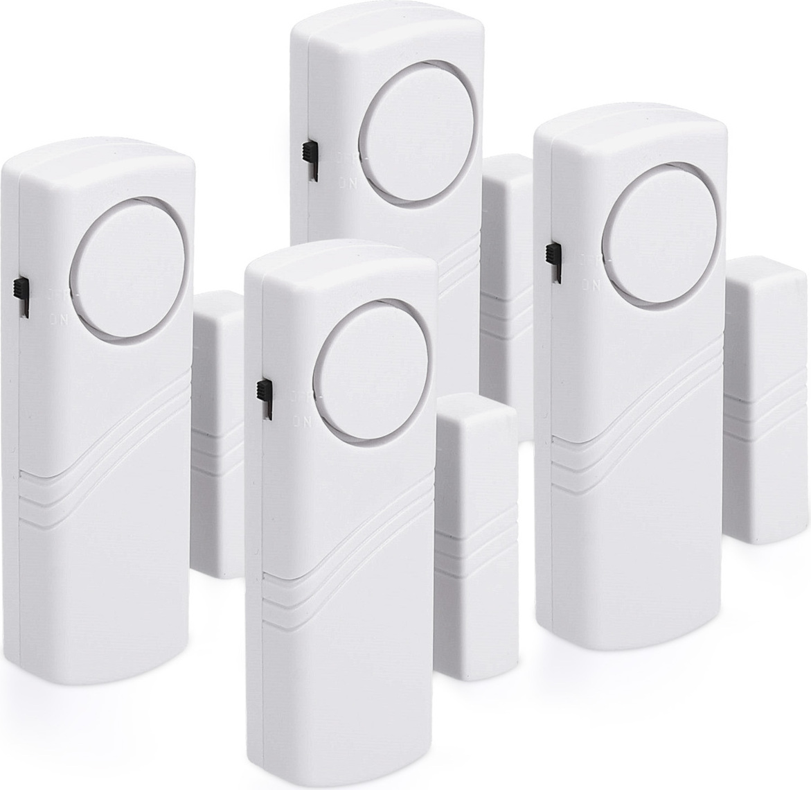 kwmobile 4er Set Fensteralarm Einbruchschutz Tür - 4x akustischer Fenster Alarm ohne Batterien - Fenstersicherung Einbruchschutz - 100dB Lautstärke 40732