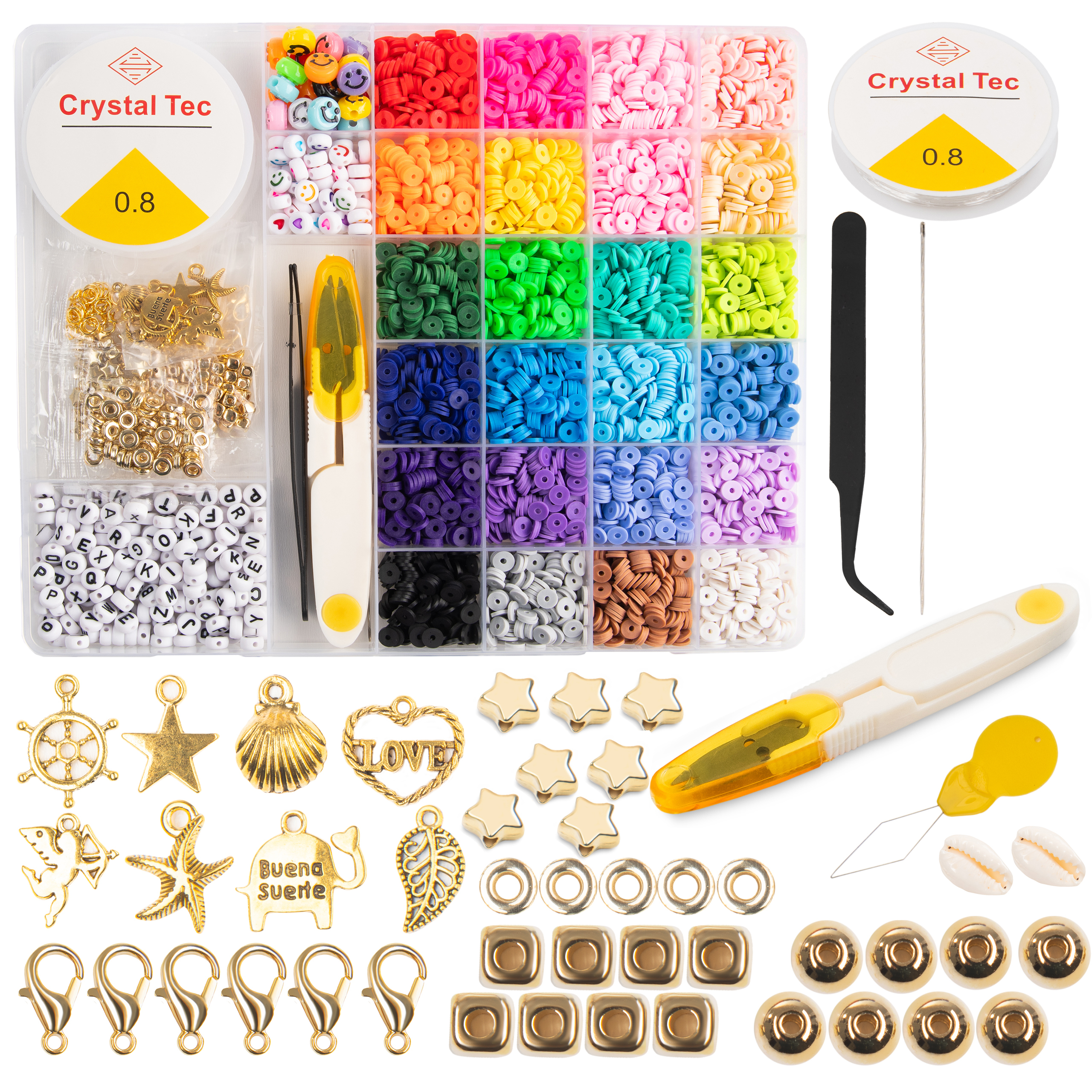 COIL Schmuckset, Kinderschmuck, Perlen zum Auffädeln, Selbstbausatz, DIY, Kreativset, Charm Set, Armband, Kette, Haarschmuck, 6000 St. C0662