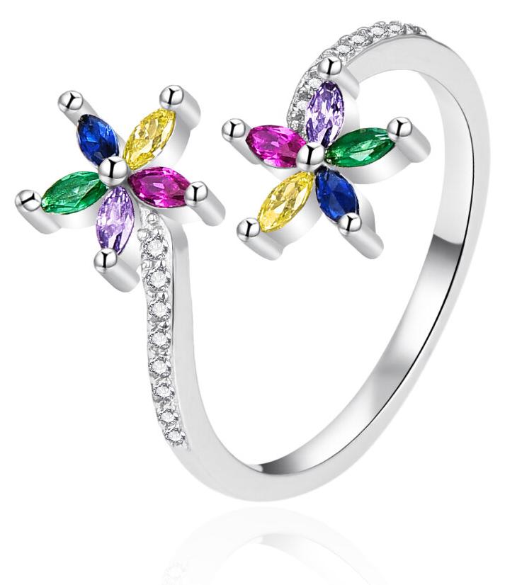 Agato Offener Silberring Blumen AGT-R28C - Schaltung: 57 mm