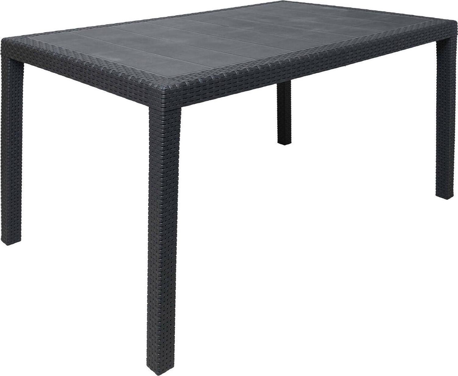 Dmora Gartentisch Dmachac, Rechteckiger Esstisch, Mehrzweck-Gartentisch in Rattan-Optik, 100 % Italy, 150x90h72 cm, Anthrazit