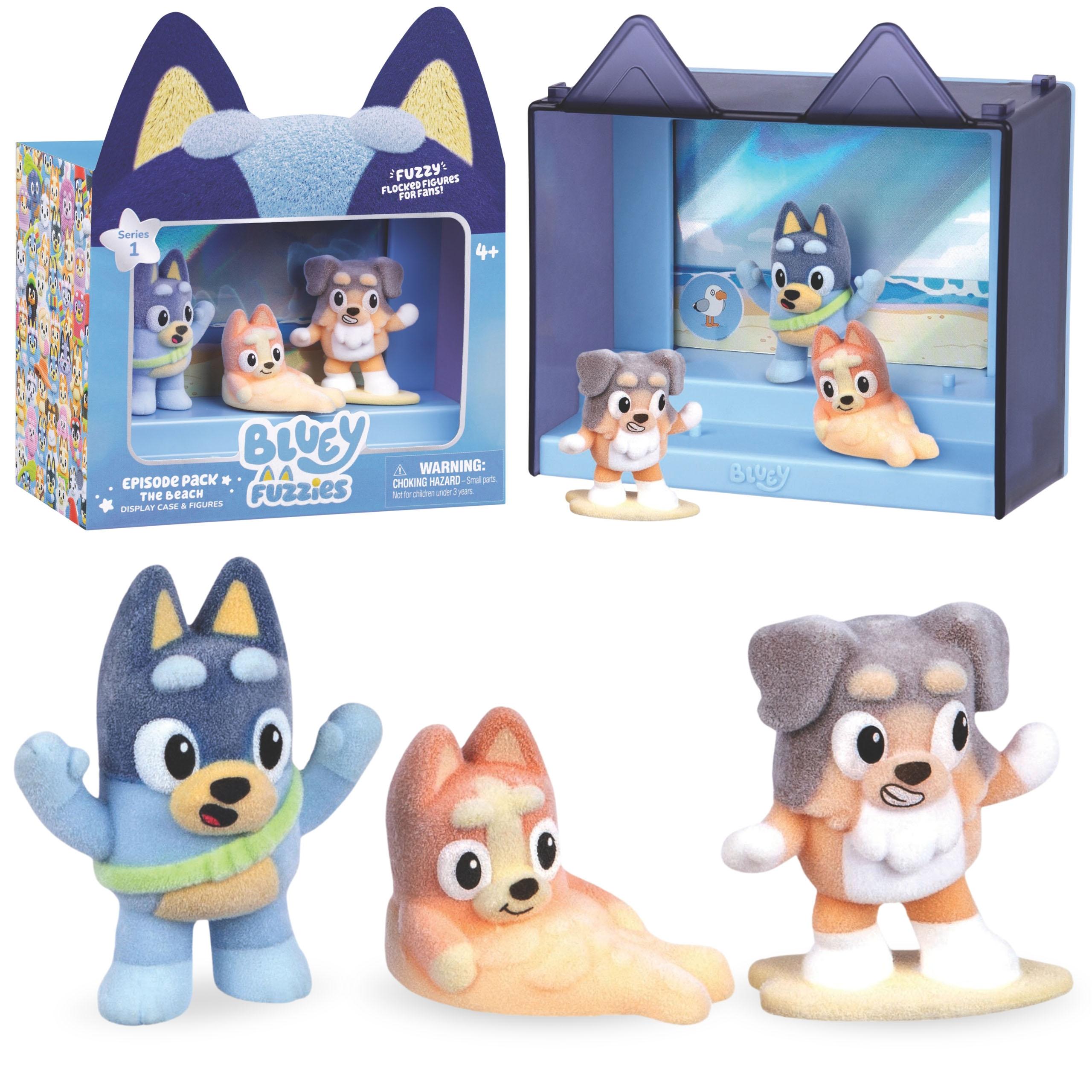 Blueys Bluey FIGUREN-SET Am Strand, Figuren für Kinder Serie 1, VELOURFIGUREN 4+