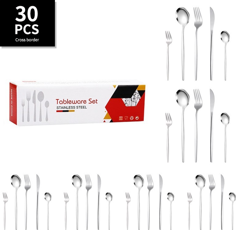 ANTCOOL Besteckset für 6 Personen, 30-teiliges Edelstahlbesteckset, Besteckset mit Messer, Gabel, Löffel