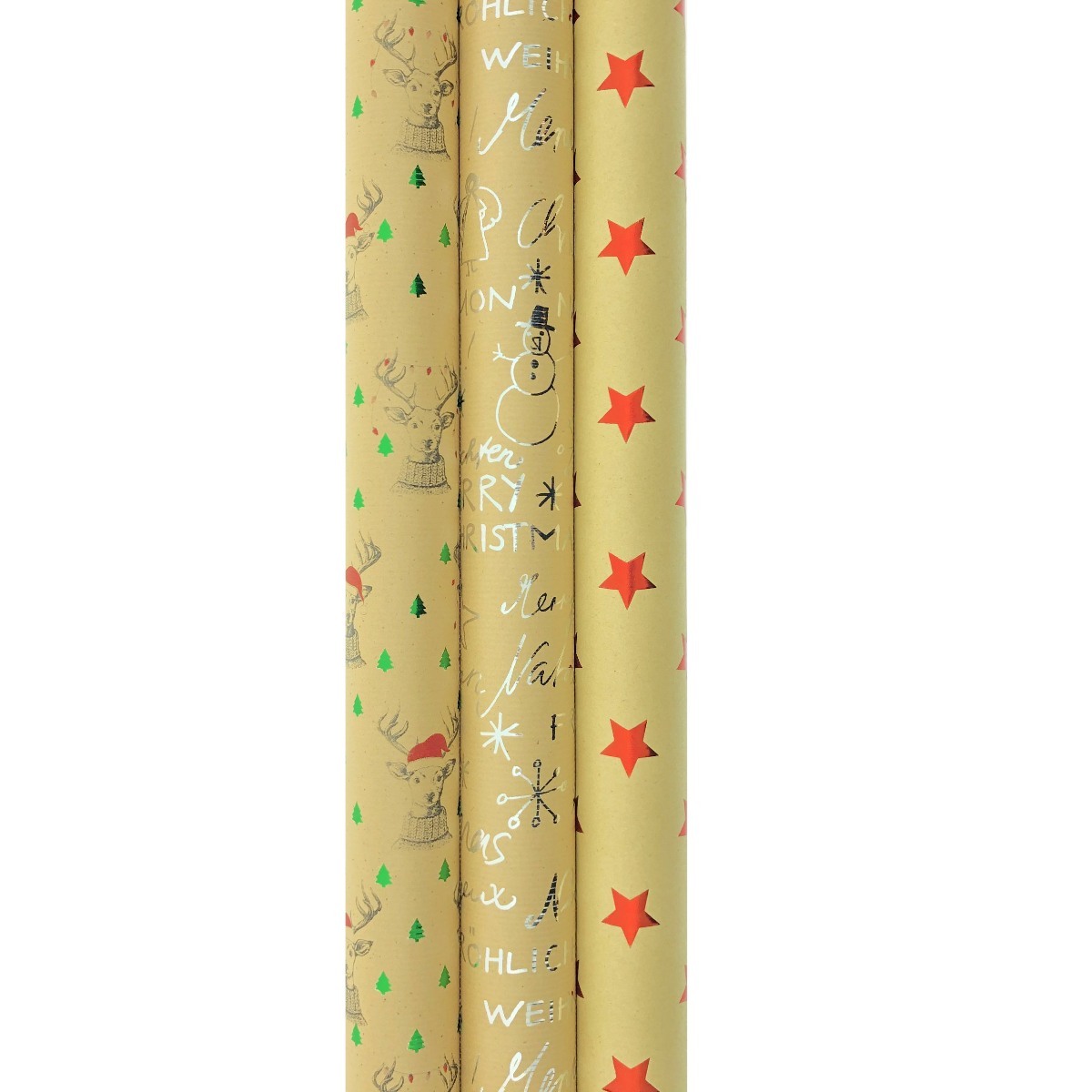 5 Rotoli Di Carta Regalo Natale Kraft 43cm X 3m - Set Confezioni Regalo Con Corda E Nastro - Perfetta Per Pacchi Natalizi, Compleanni E Feste - 5