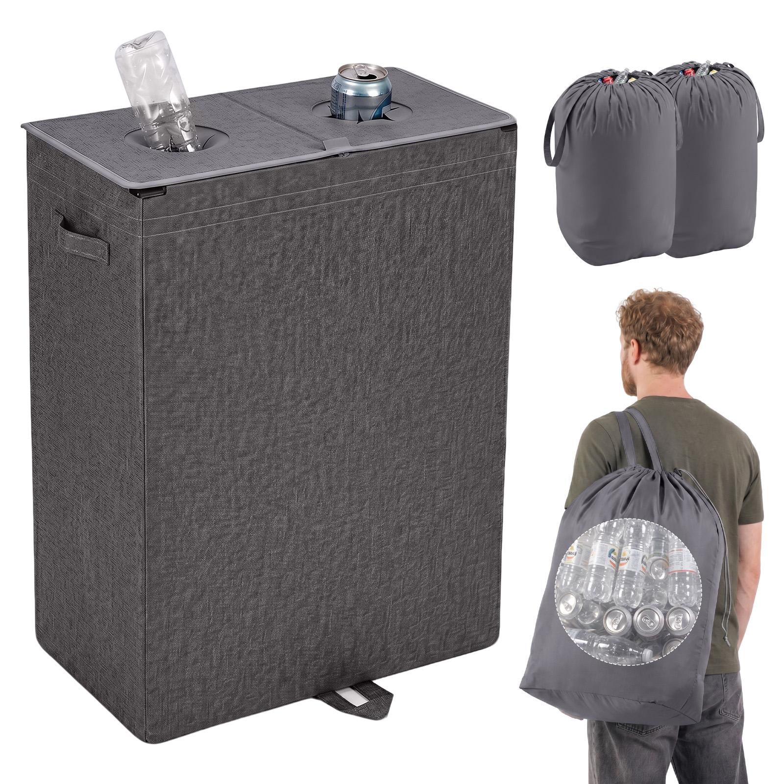 Sekey Flaschenkorb Pfandflaschen Sammelbehälter Flaschensammler für Leergut Aufbewahrung 160L Pfandflaschen-Behälter mit Deckel als Tragetasche für Recyclin KD19