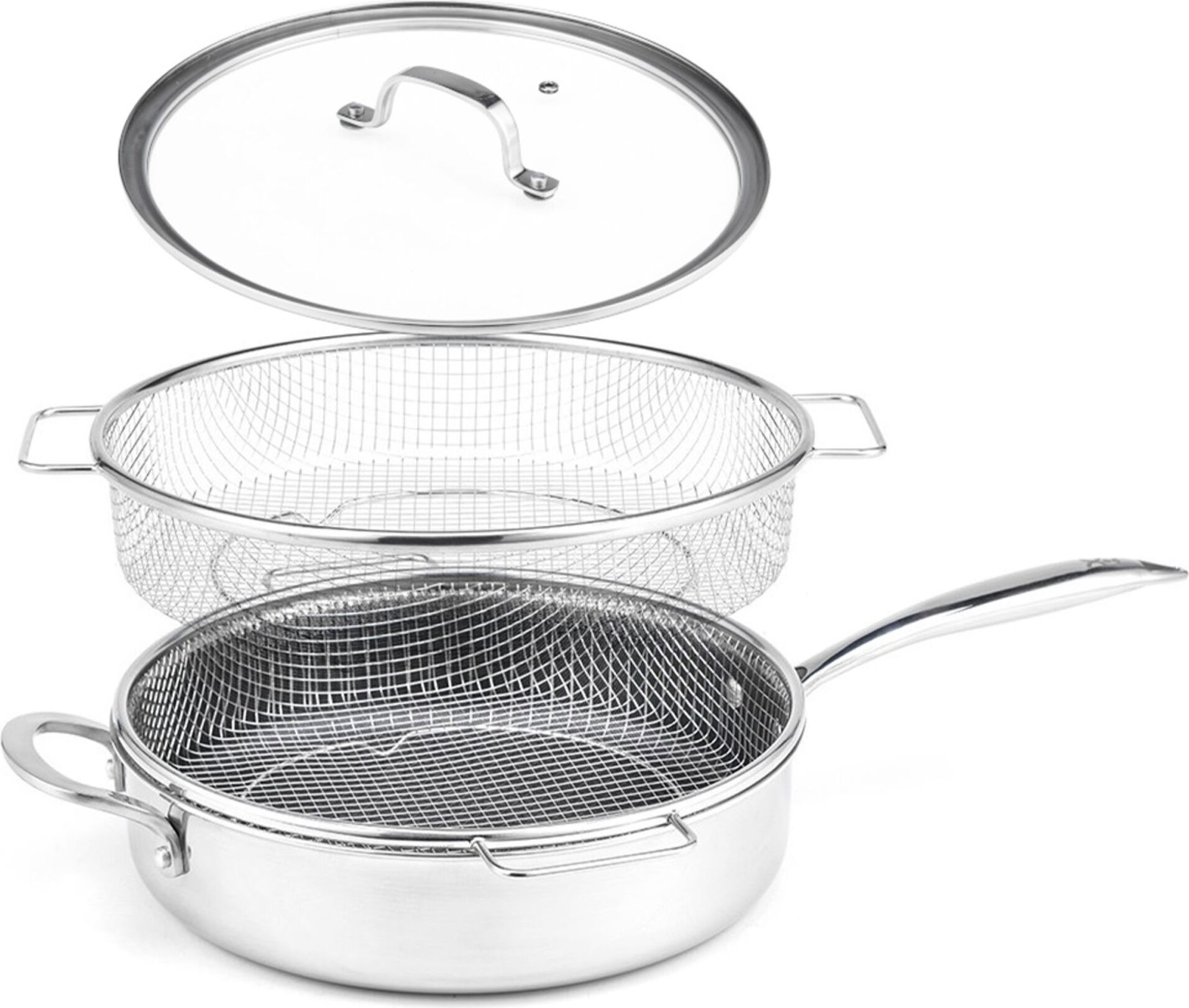 Livington Titan Pan 28cm - Edelstahl Hochrand-Pfanne - Backofenfeste Pfanne M29256