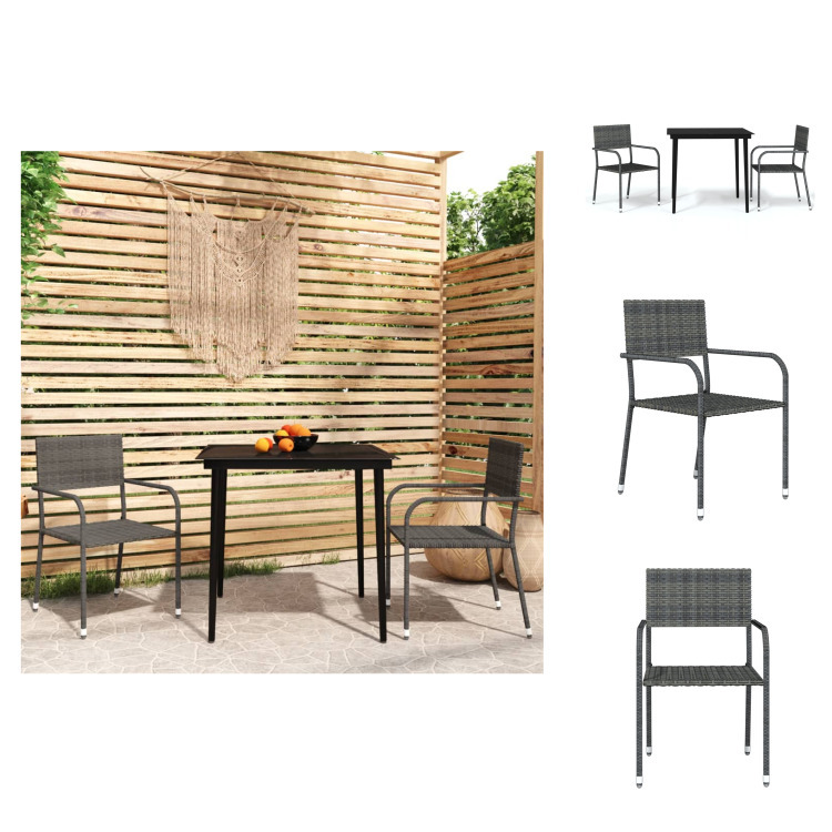 vidaXL 3-dielny záhradný jedálenský set sivý - Záhradné nábytkové zostavy