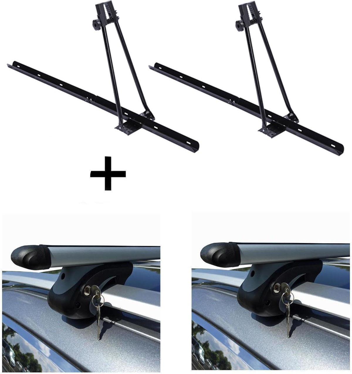2x Fahrradträger ORION + Relingträger VDP L120 kompatibel mit für Mercedes C-Klasse Kombi 93-14 VDP_2ORION_SC-R-005-120_cklasse