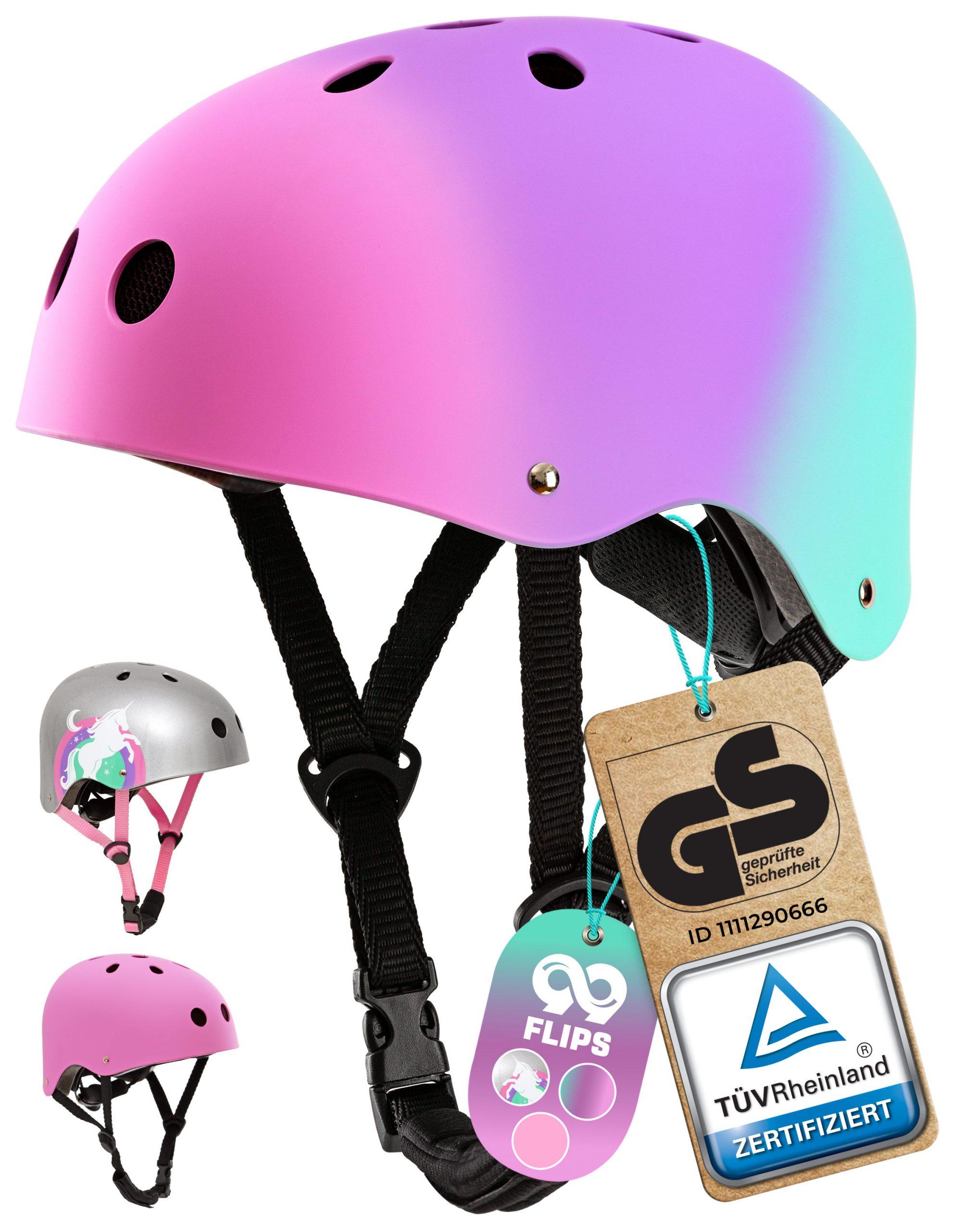 99FLIPS Skaterhelm Kinder - GS durch Rheinland - Ab 3 Jahren - Fahrradhelm Kinder Mädchen - Kinderhelm von Deutscher Marke - Skateboard HelmGröße-S/M - 54-58 cm;Bunt