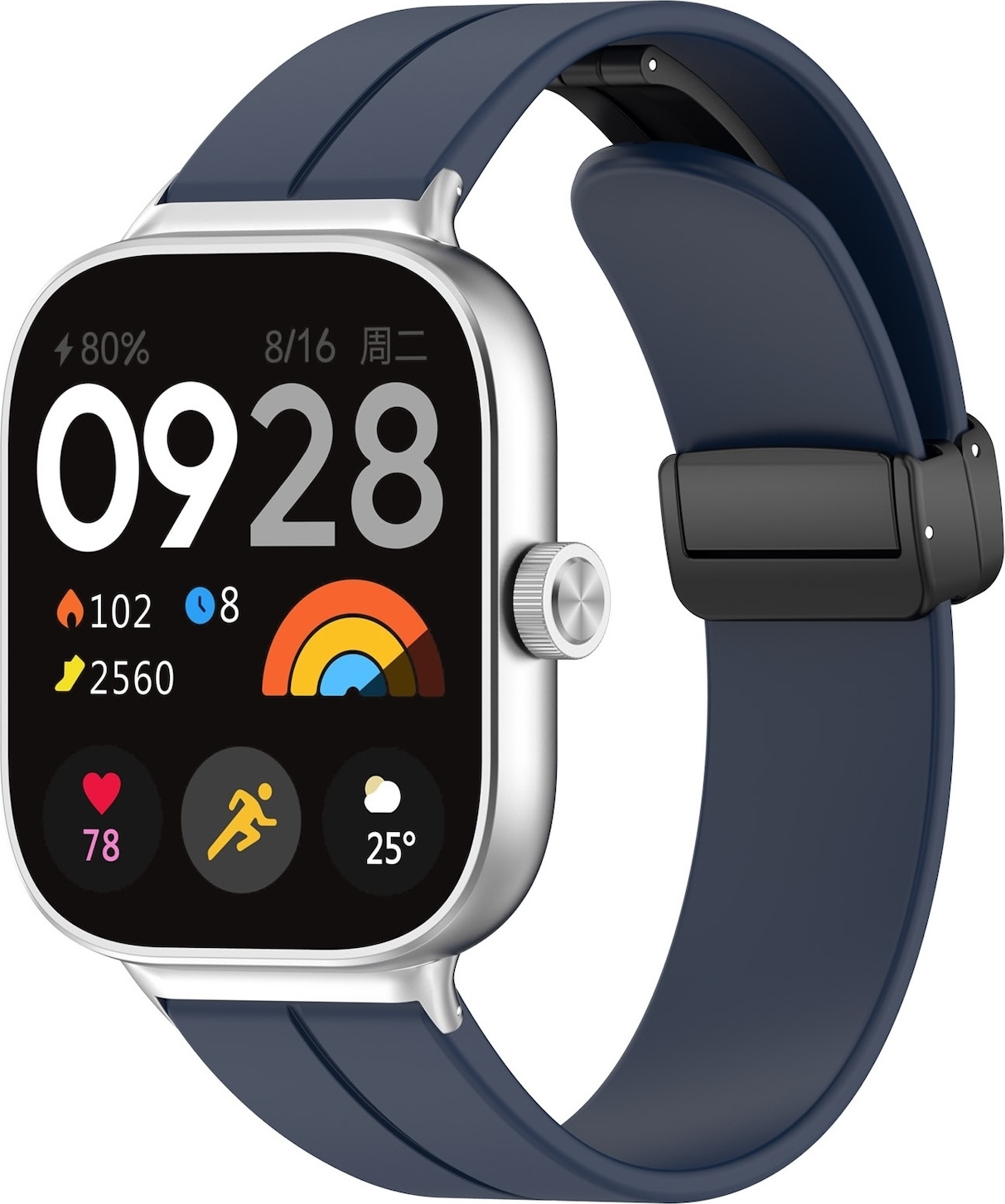 Pre Xiaomi Mi Band 8 Pro / Redmi Watch 4 Groove Silikónový remienok Magnetická pracka Dark Blue