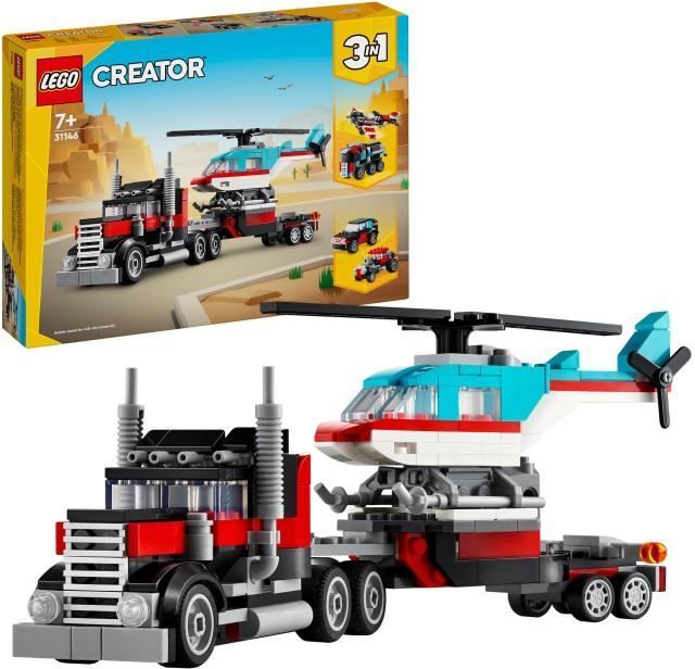 LEGO Creator 3in1 Abschleppwagen mit Hubschrauber, Spielzeug-LKW und Flugzeug