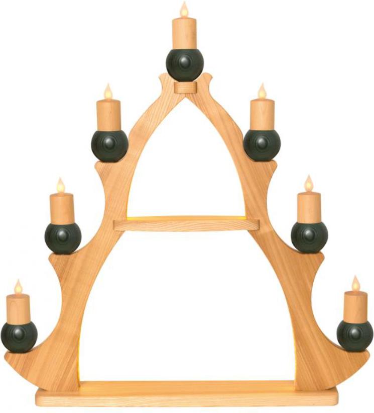 drechslerei-kuhnert Kuhnert Fensterbaum / Fensterdreieck - 7 Kerzen grün 27833