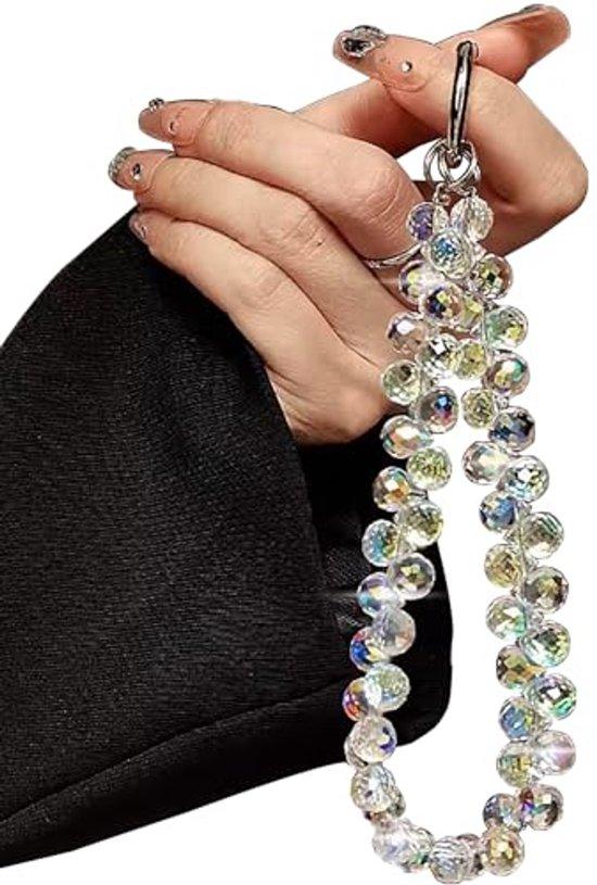 OEM Telefonarmband mit Glitzerkralen, Telefonhalter mit Silberkette, weißer Glanzarmband 2026
