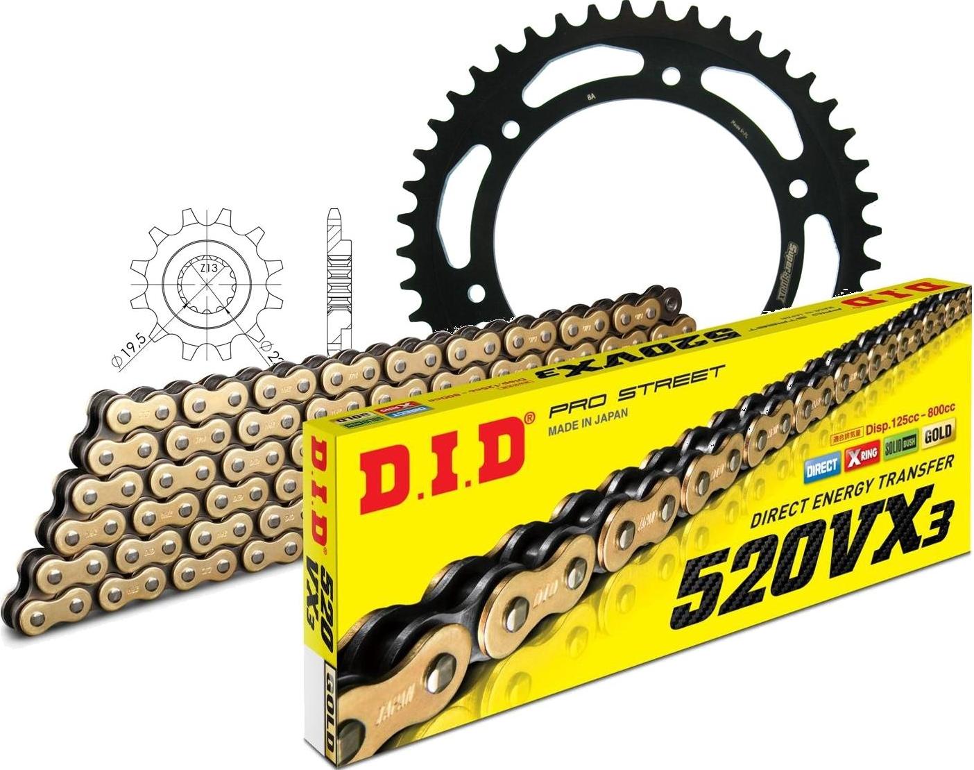 Kit Stahl BETA Jonathan 125 99-04/Jonathan 350 … 15-44-122 DID520VX3(G&B) Clip S101310061