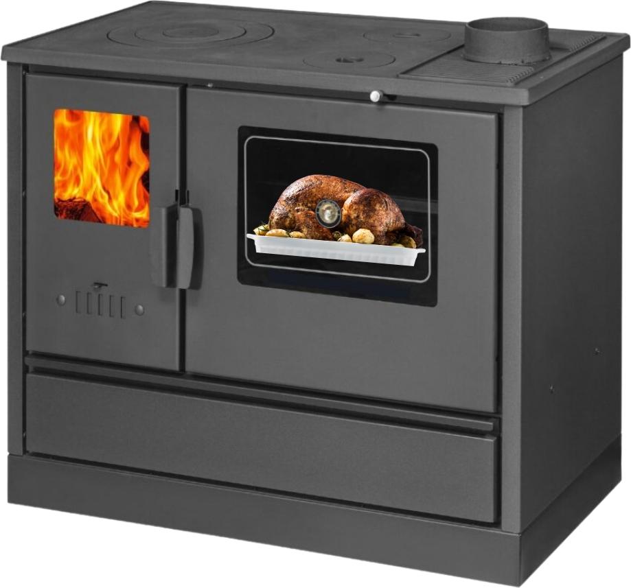 Sporák na drevo Kuchynská rúra Sporák na pizzu 7,9kw Liatinová doska Trieda A+ BImSchV