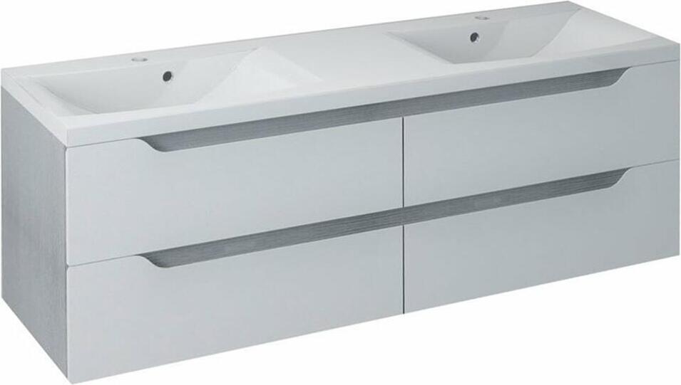 HAK WAVE Doppelunterschrank 150x50x48cm, weiß/Silbereiche WA152