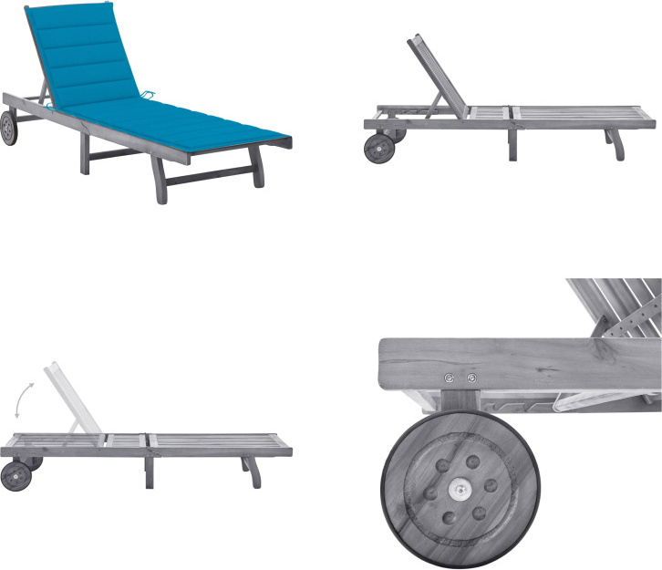 vidaXL Lehátko s vankúšom sivé akáciové masívne drevo - Lehátko - Lehátka - Drevené ležadlo - Drevené ležadlá