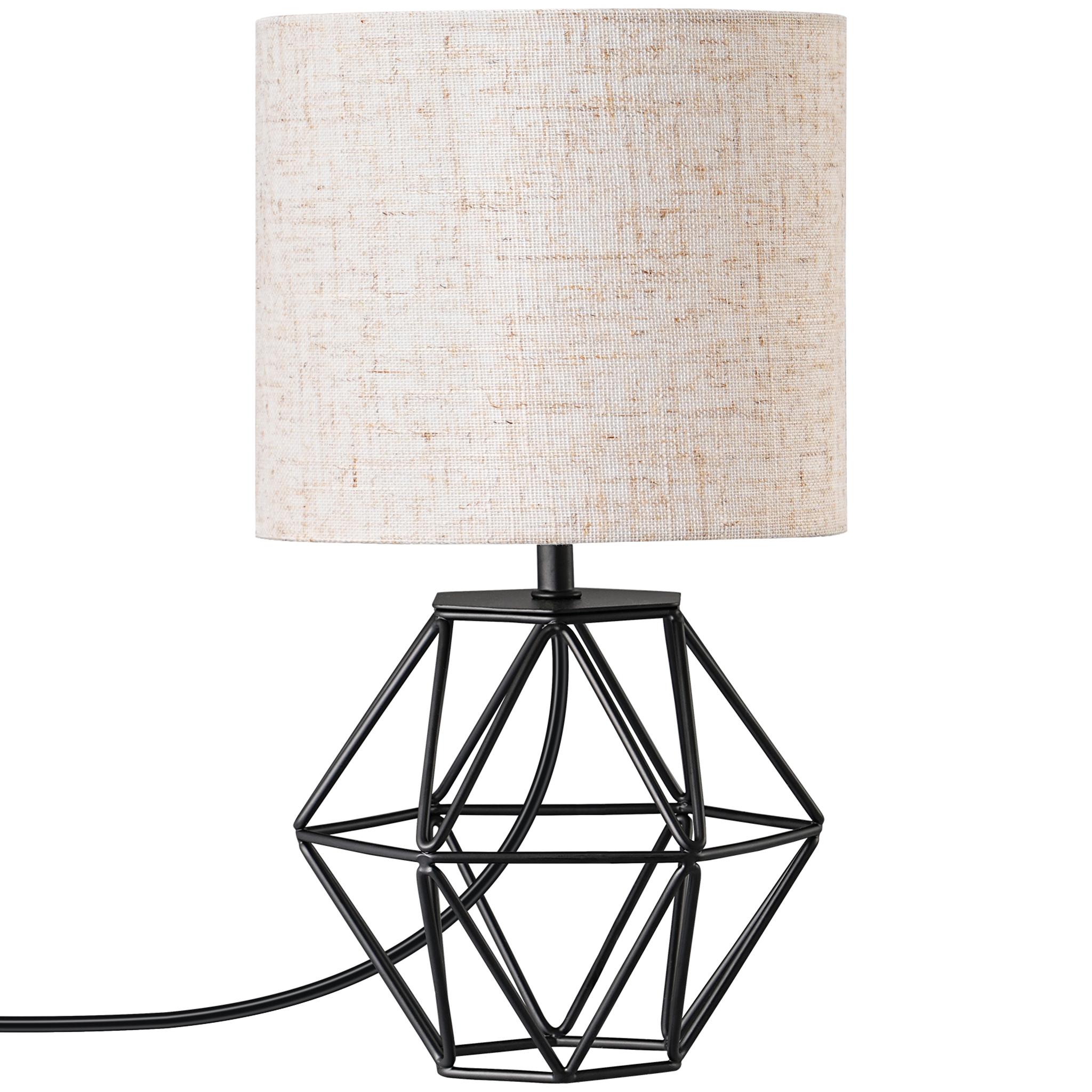 EDISHINE Nachttischlampe, Moderne Tischlampe, Vintage Tischleuchte, Beige Schwarz DHLTL10C