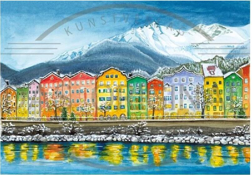 Adventný kalendár Innsbruck s pestrou radou domov a výhľadom na hory