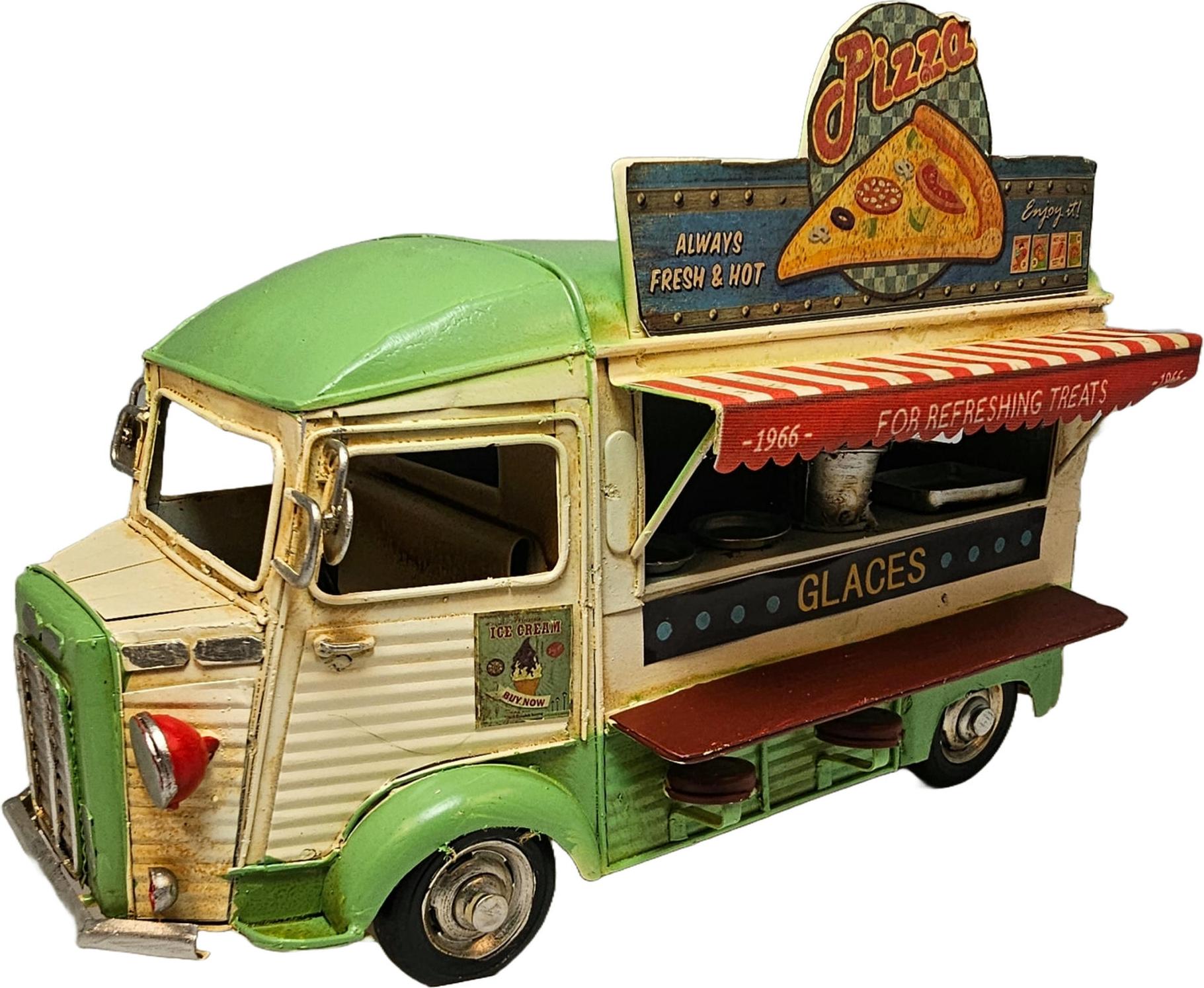 DynaSun Fast-Food Truck Fast-Food Shop 28cm aus Metall, Vintage LKW Truckmodell
