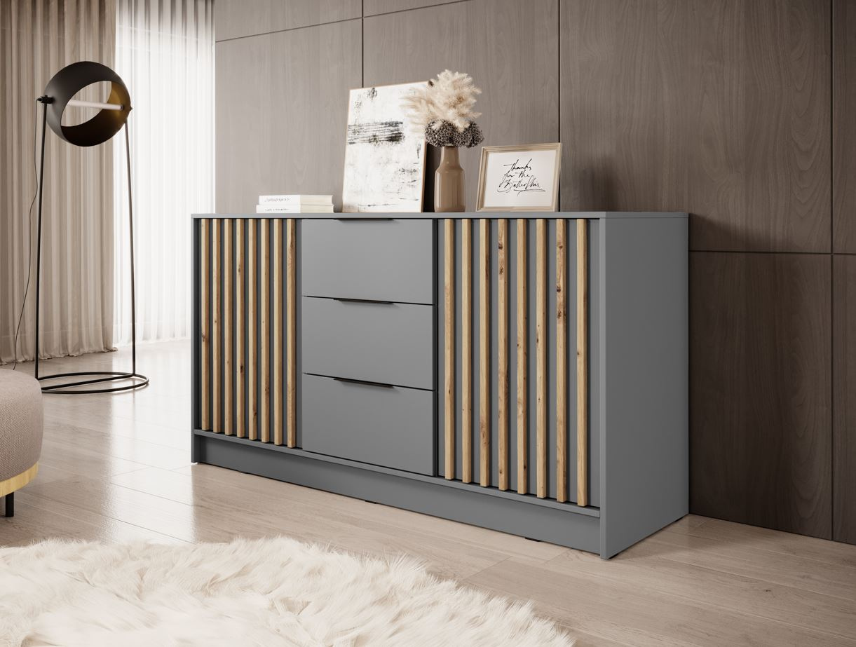 VENETI MARFA Kombi-Kommode – Eiche Artisan / Grau 051-10-00162