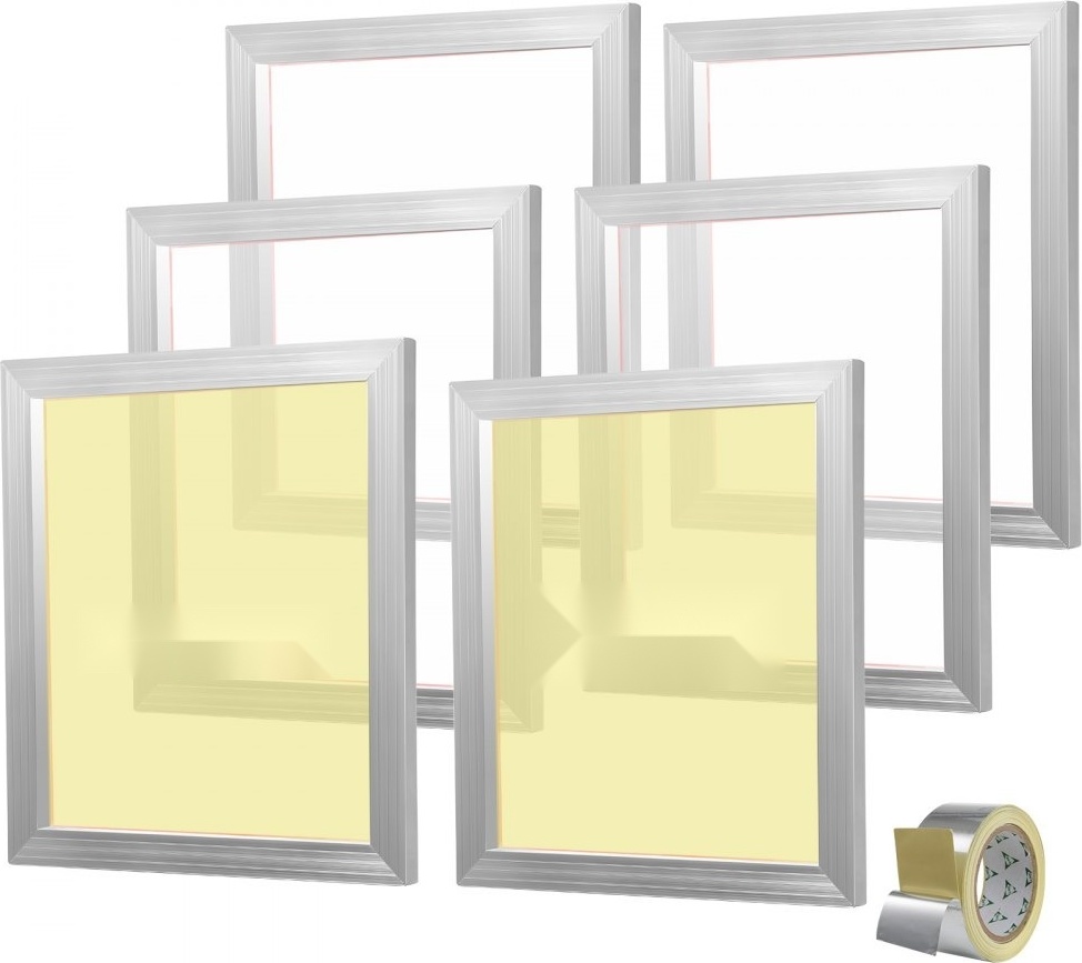 Siebdruck Kit - 6tlg. Aluminium Siebdruckrahmen Set - 18 x 20 Zoll Siebdruckrahmen mit 160 Mesh, Nylon Mesh & Dichtungsband - Für T-shirts, DIY Druck uvm.