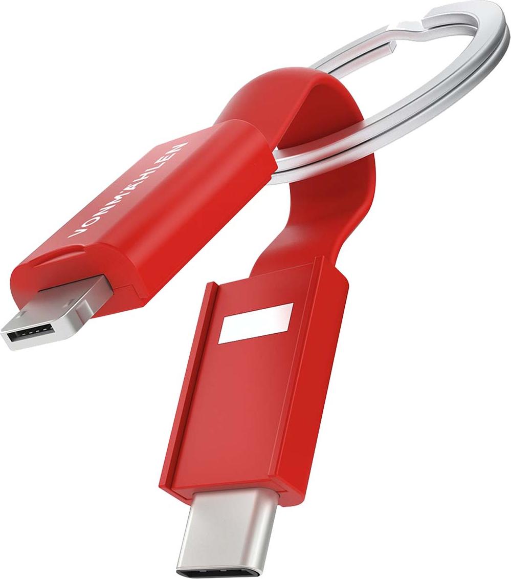 VONMÄHLEN VONMAHLEN, 5-in-1-USB-A/Micro-USB-C Lightning-Schlsselanhngerkabel, Rot VMR020P0003