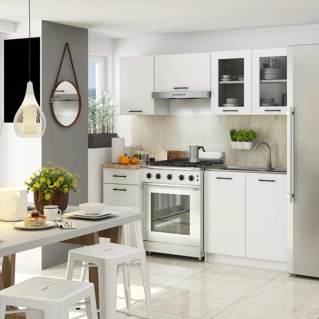 VENETI Küchenzeile für Plattenbauwohnungen 180 cm VERMINA - weiß 159-14-00018