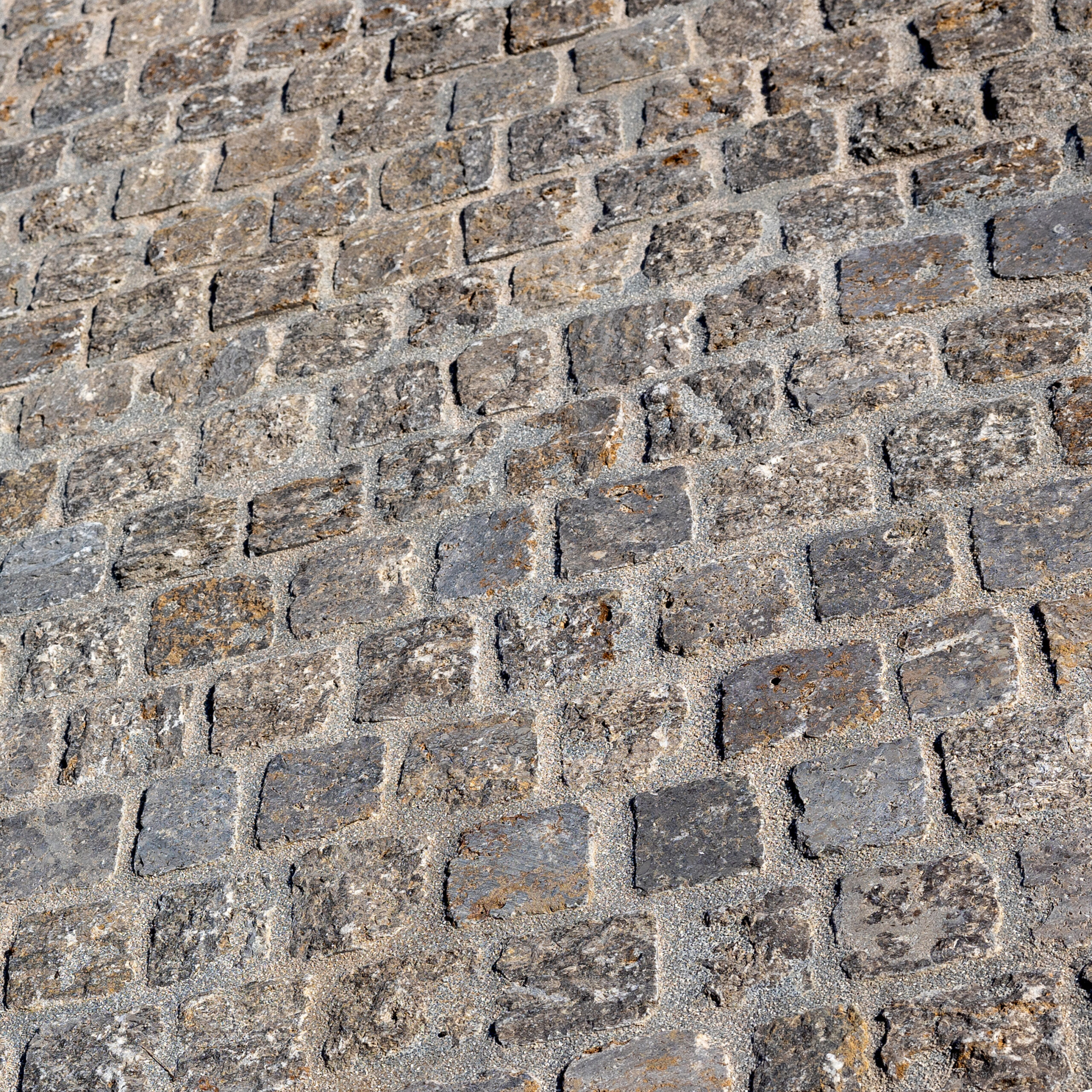 Natursteinwerk Borst Muschelkalk Pflastersteine - Oberfläche gespalten und gekollert, Kanten gespalten - 6/6/6cm - 960kg