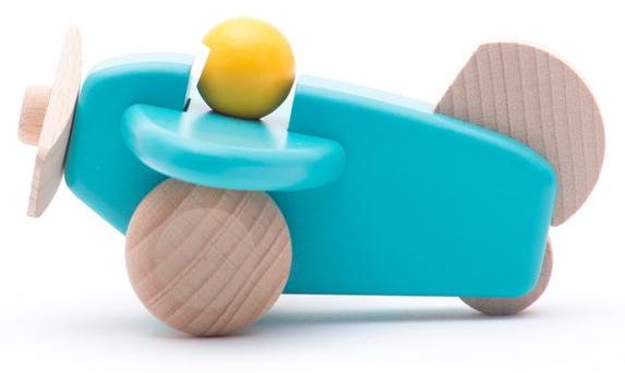 Bajo Holzflugzeug mit Pilot - blaues Holzspielzeug Flugzeug BJ42030B